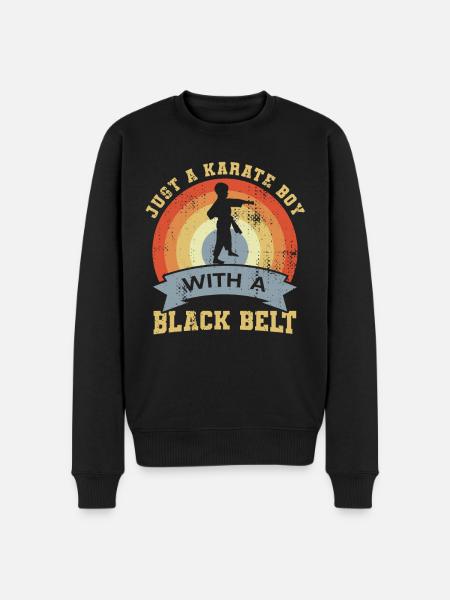 Karate boy with black belt - Men's Premium Organic Jumper - black