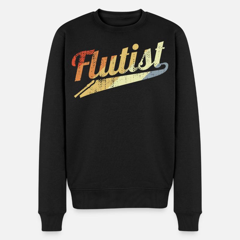Retro Flötist - Männer Premium Bio Pullover - Schwarz