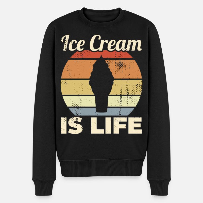 Eiscreme ist Leben - Männer Premium Bio Pullover - Schwarz