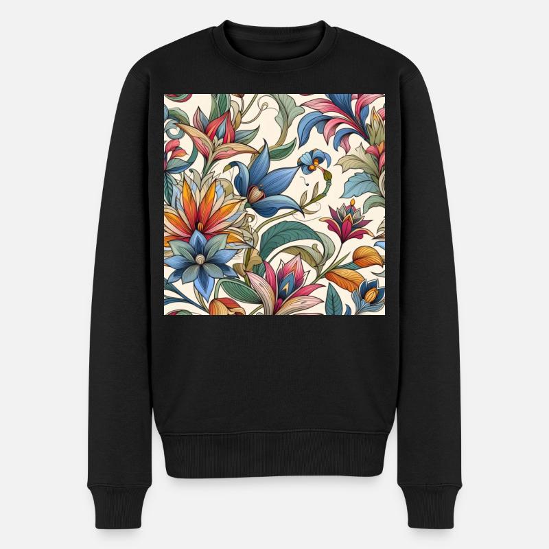 Bunte Pflanzenblumen - Männer Premium Bio Pullover - Schwarz