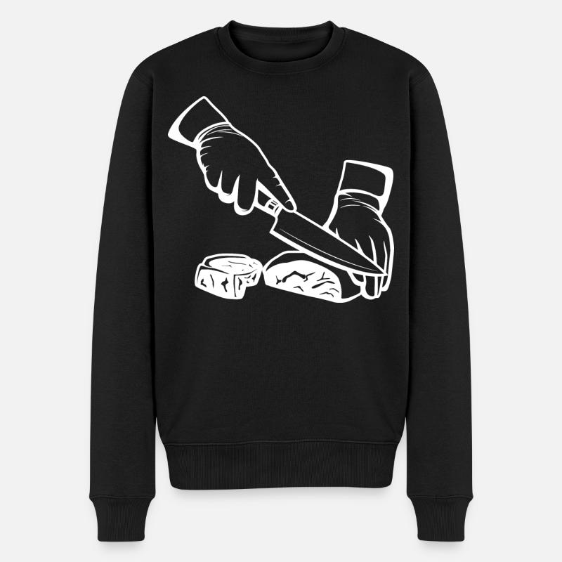 Fleisch schneiden Skizze - Männer Premium Bio Pullover - Schwarz