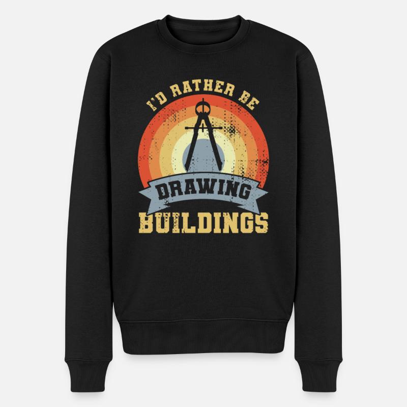 I’d Rather Be Drawing Buildings - Männer Premium Bio Pullover - Schwarz