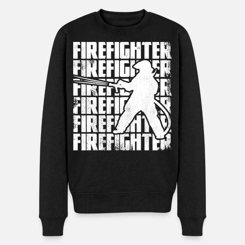 Lustiger Feuerwehrmann - Männer Premium Bio Pullover - Schwarz