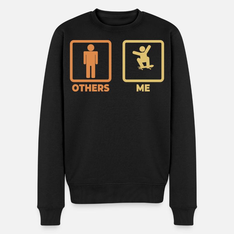 Skater Strichmännchen - Männer Premium Bio Pullover - Schwarz