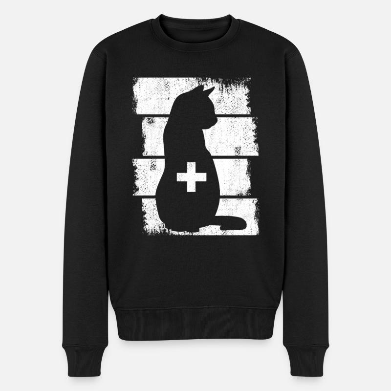 Katzen Tierarzt - Männer Premium Bio Pullover - Schwarz