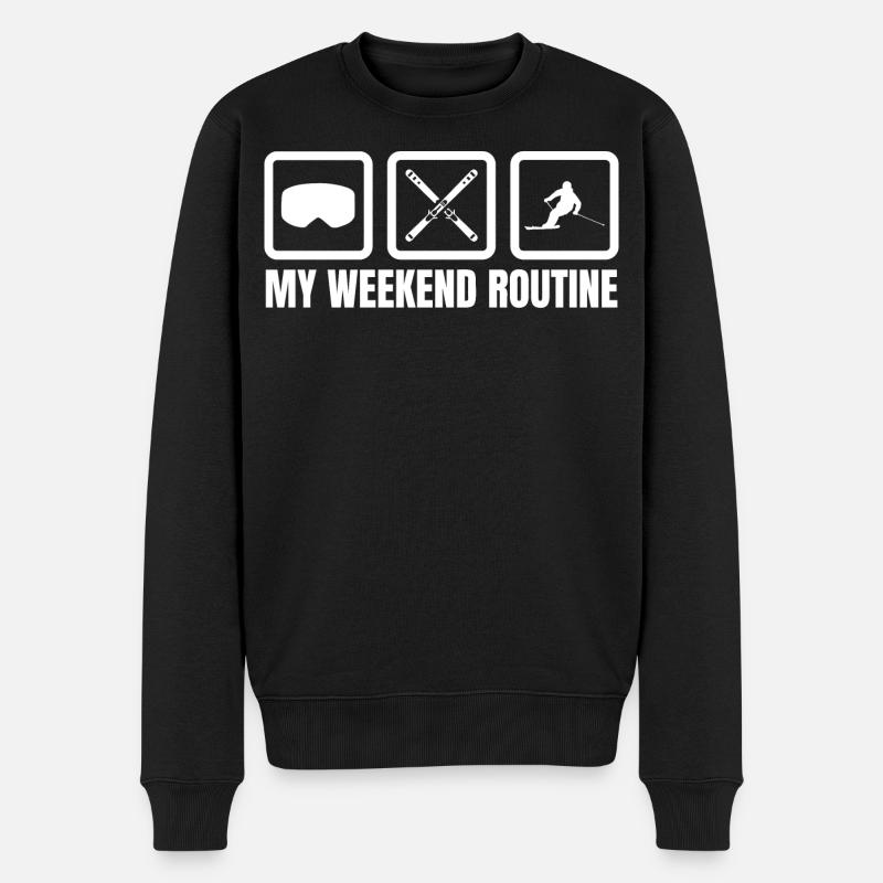 Meine Wochenendroutine - Männer Premium Bio Pullover - Schwarz