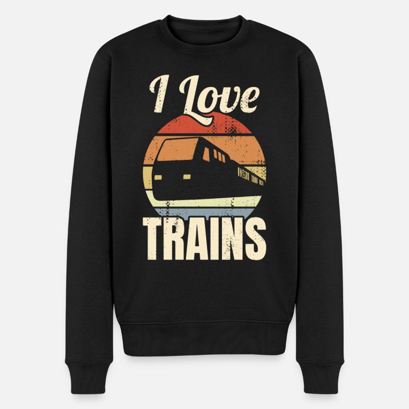 Eisenbahn Liebe - Männer Premium Bio Pullover - Schwarz