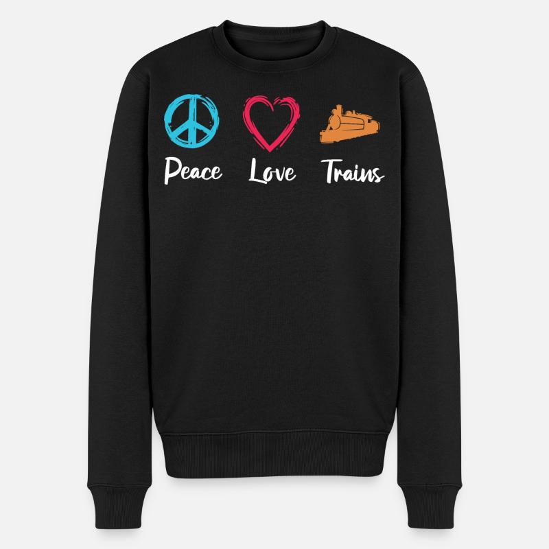 Trains Paix Amour - Pull Premium bio Homme - noir