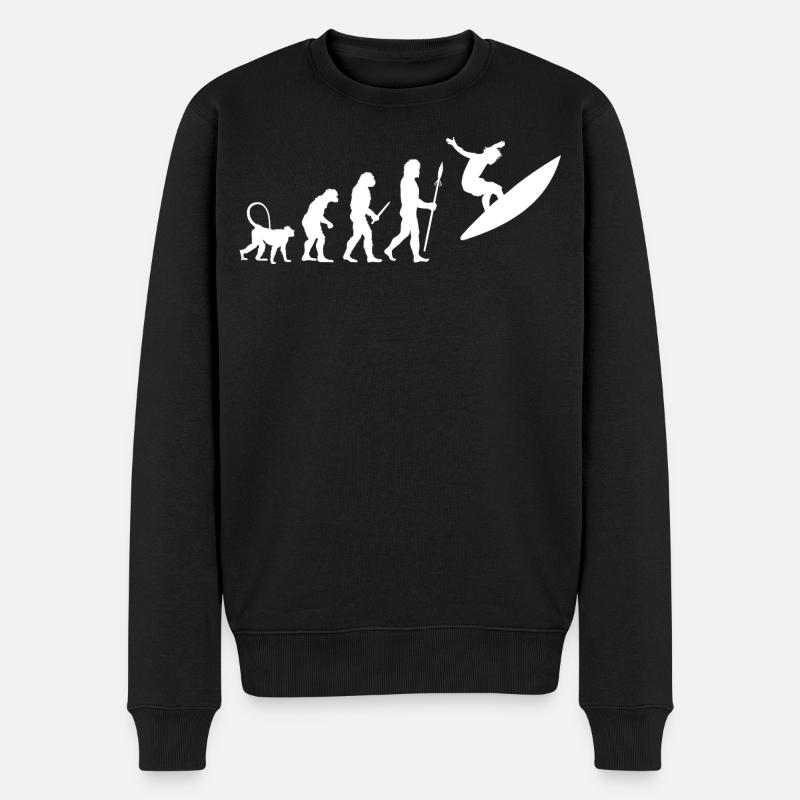 Entwicklung des Surfens - Männer Premium Bio Pullover - Schwarz