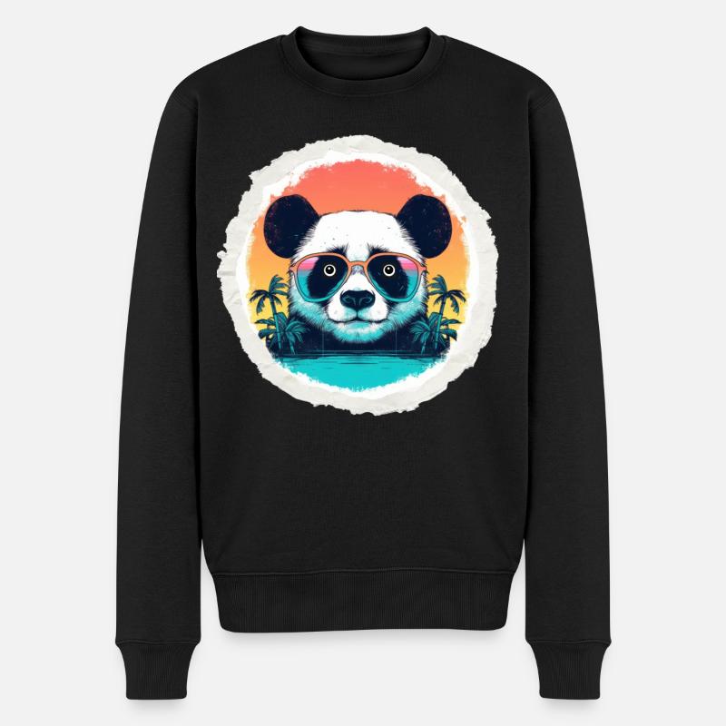 Bébé panda en vacances - Pull Premium bio Homme - noir