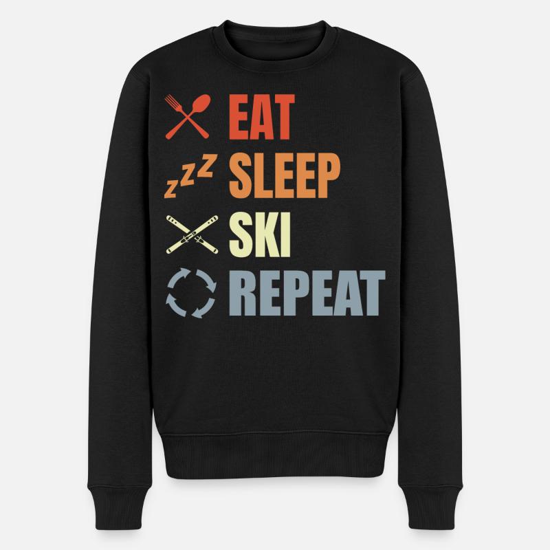 Eat Sleep Ski Repeat - Männer Premium Bio Pullover - Schwarz