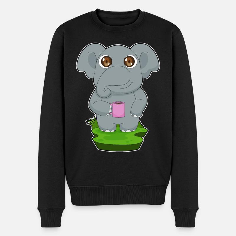Elefant Kaffee Becher - Männer Premium Bio Pullover - Schwarz