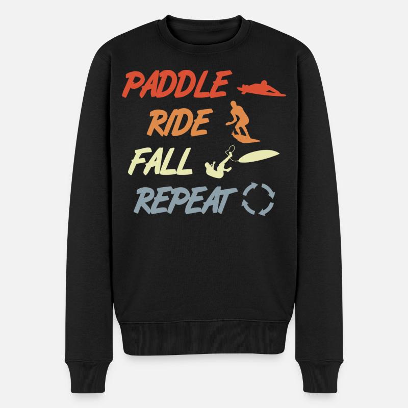 Paddel Surfe Falle Wiederhole - Männer Premium Bio Pullover - Schwarz