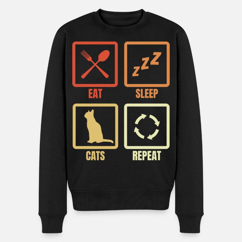 Eat Sleep Cats Répéter - Pull Premium bio Homme - noir