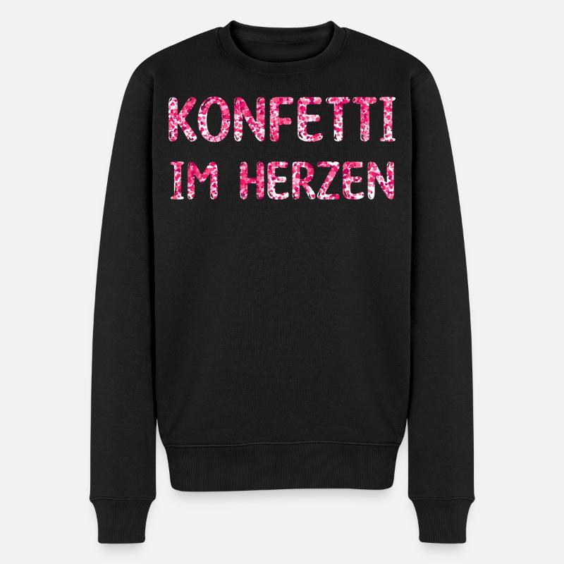 Konfetti Im Herzen - Männer Premium Bio Pullover - Schwarz