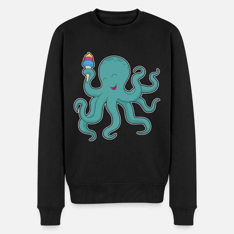 Krake Waffeleis - Männer Premium Bio Pullover - Schwarz