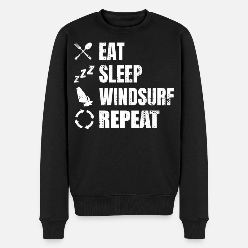 Eat Sleep Windsurf Repeat - Männer Premium Bio Pullover - Schwarz