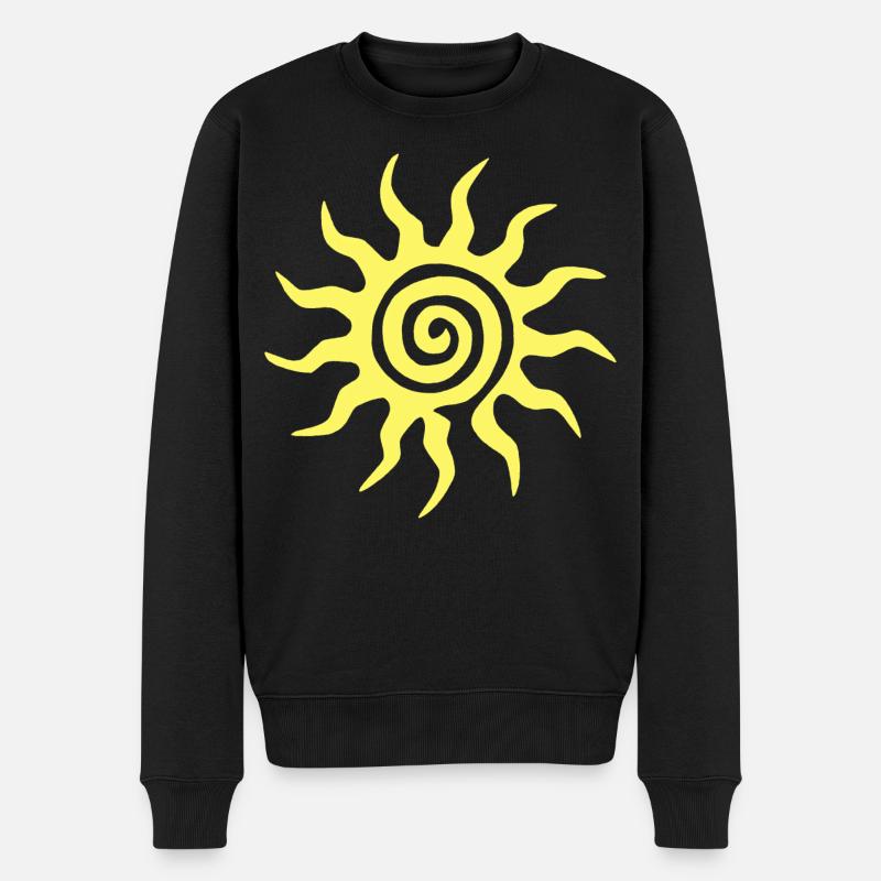 Spiral-Sonne - Männer Premium Bio Pullover - Schwarz