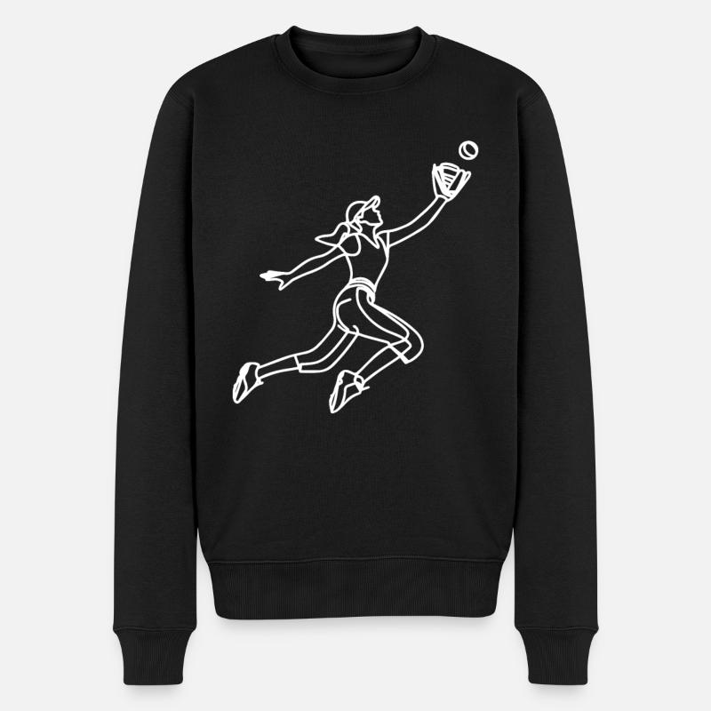 Baseballerin Zeichnung - Männer Premium Bio Pullover - Schwarz
