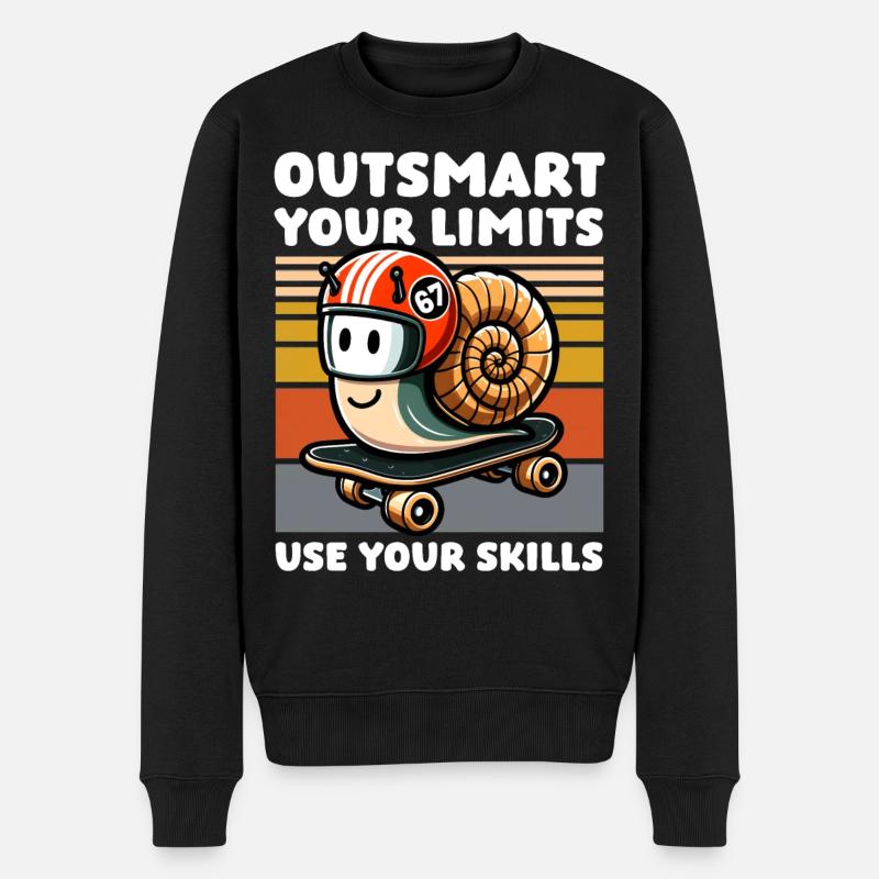 Skate-Schnecke – Skills statt Limits - Männer Premium Bio Pullover - Schwarz