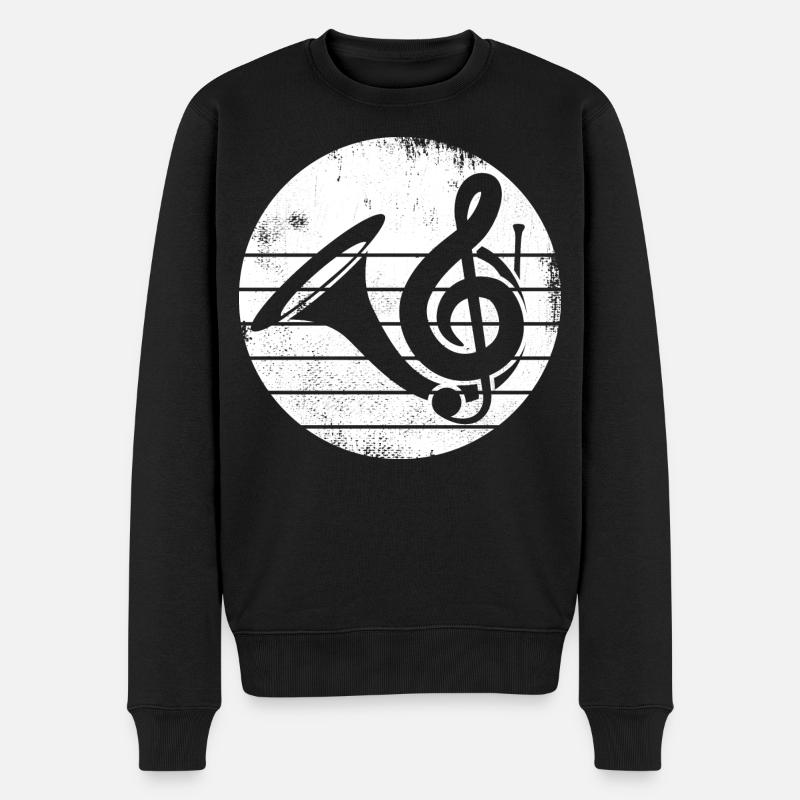 Waldhorn Zeichnung - Männer Premium Bio Pullover - Schwarz