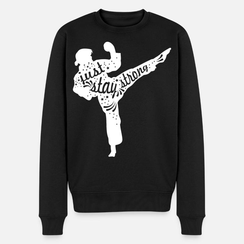 Karate Mädchen - Männer Premium Bio Pullover - Schwarz