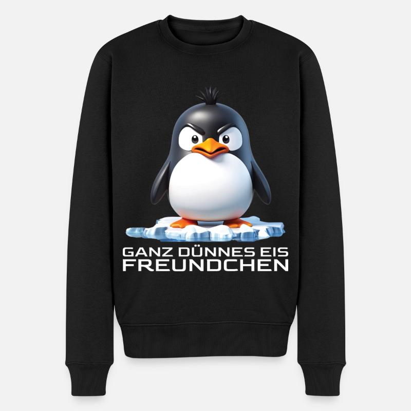 Ganz dünnes Eis Freundchen Pinguin - Männer Premium Bio Pullover - Schwarz