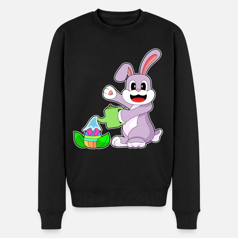 Hase Ostern Osterei Gießkanne - Männer Premium Bio Pullover - Schwarz