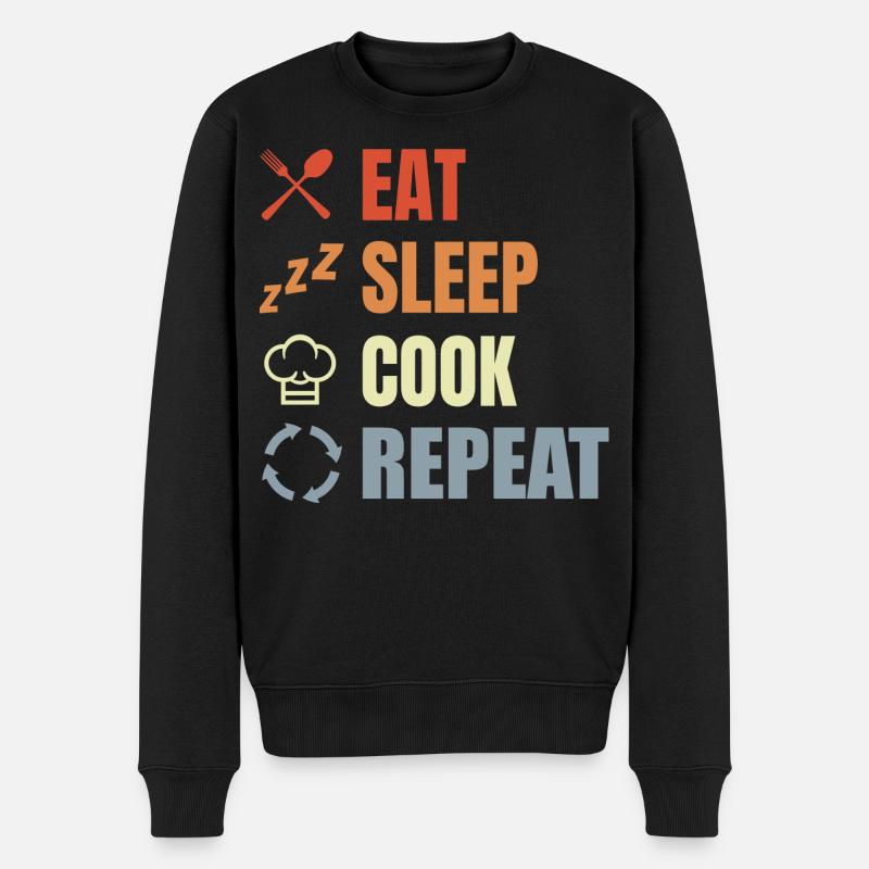 Manger, dormir, cuisiner, répéter - Pull Premium bio Homme - noir