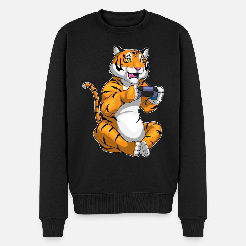 Tiger Gamer Controller - Men's Premium Organic Jumper - black