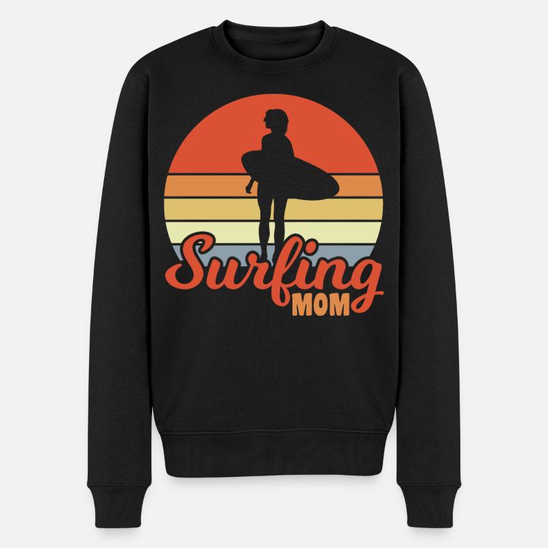 Surfing Mom - Männer Premium Bio Pullover - Schwarz