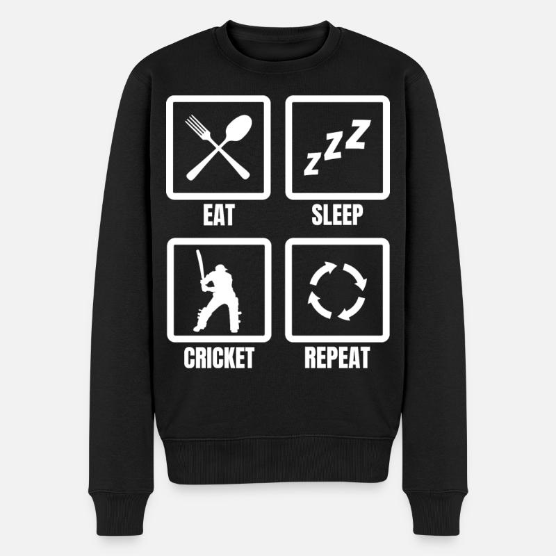 Eat Sleep Cricket Repeat - Männer Premium Bio Pullover - Schwarz
