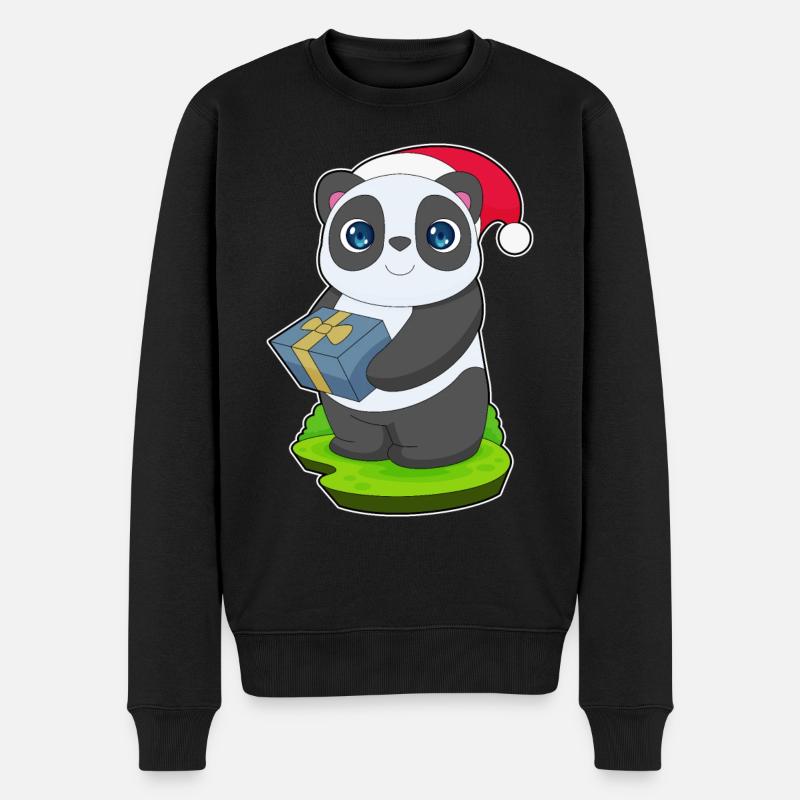 Panda Weihnachten Paket - Männer Premium Bio Pullover - Schwarz