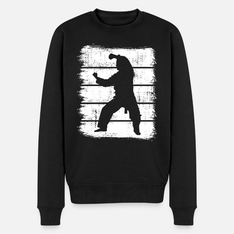 Karateka Skizze - Männer Premium Bio Pullover - Schwarz