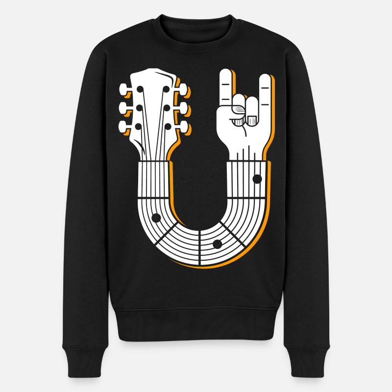 Musikalische Gitarre Handzeichen Illustration - Männer Premium Bio Pullover - Schwarz