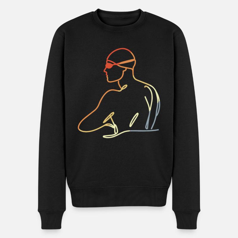 Dessin de nageur professionnel - Pull Premium bio Homme - noir