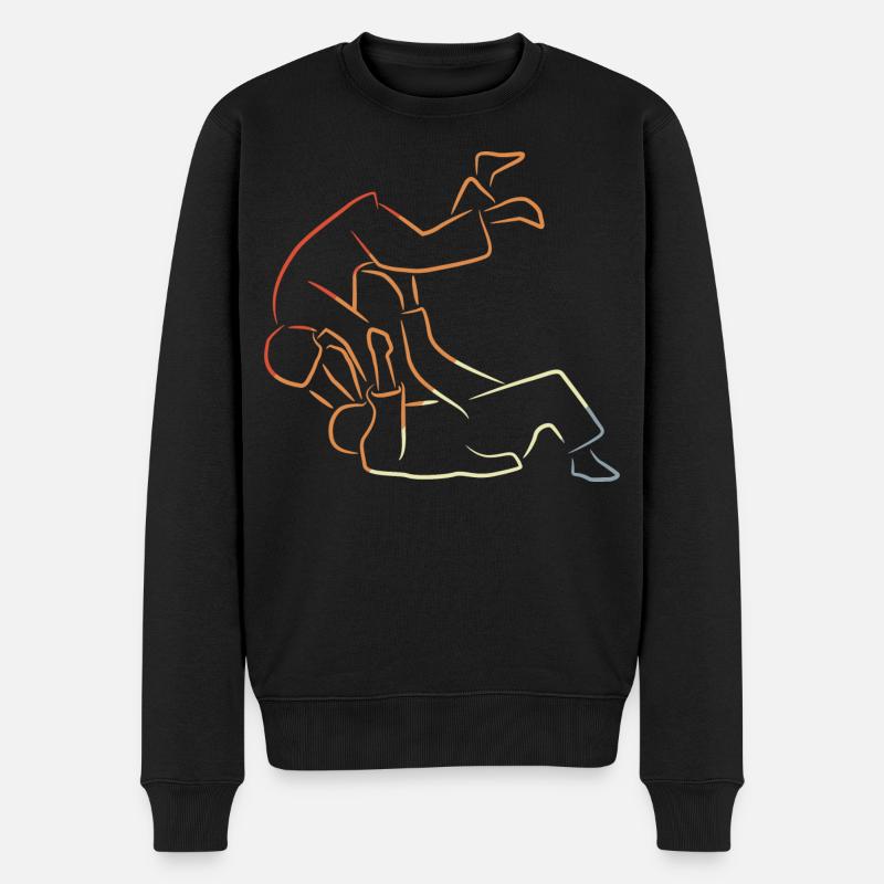 Judo Kämpfer Zeichnung - Männer Premium Bio Pullover - Schwarz