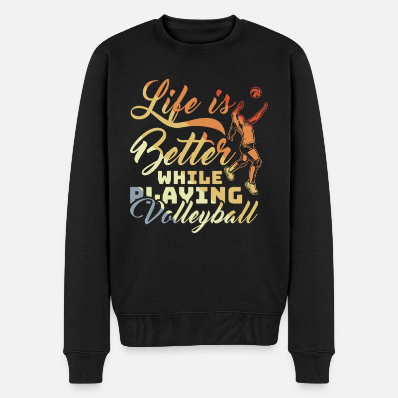 Volleyballmannschaft Motivation - Männer Premium Bio Pullover - Schwarz