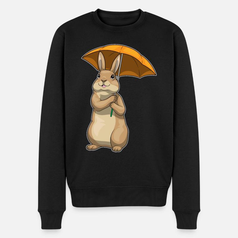 Hase Regenschirm - Männer Premium Bio Pullover - Schwarz