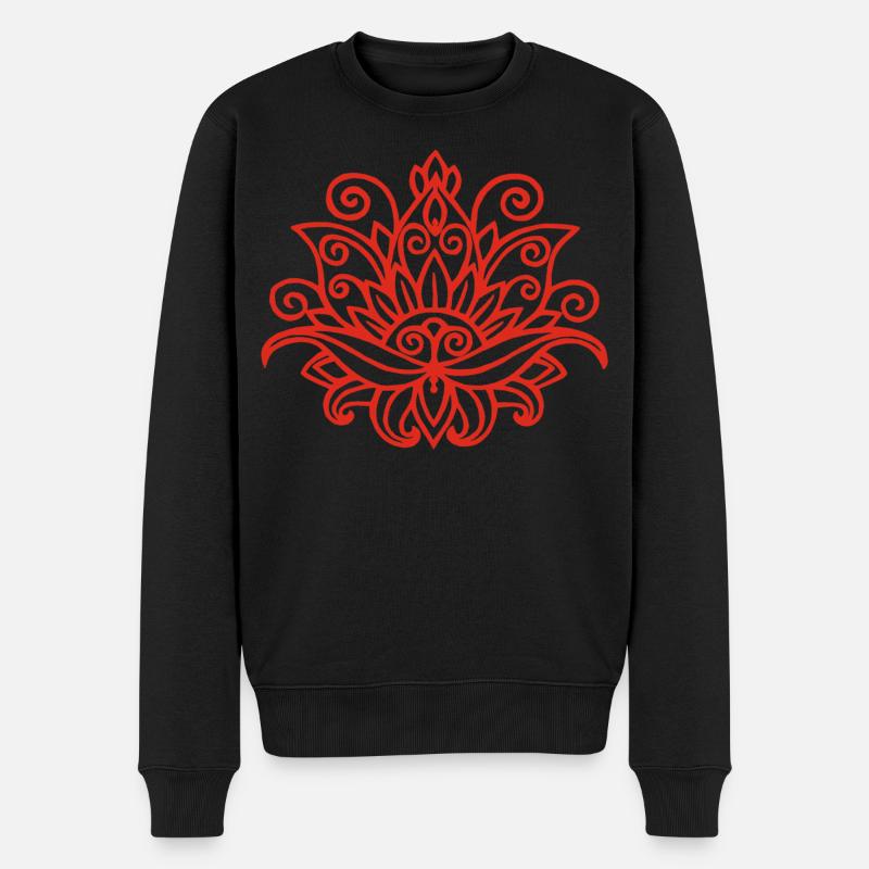 Roter Lotus Mandala - Männer Premium Bio Pullover - Schwarz