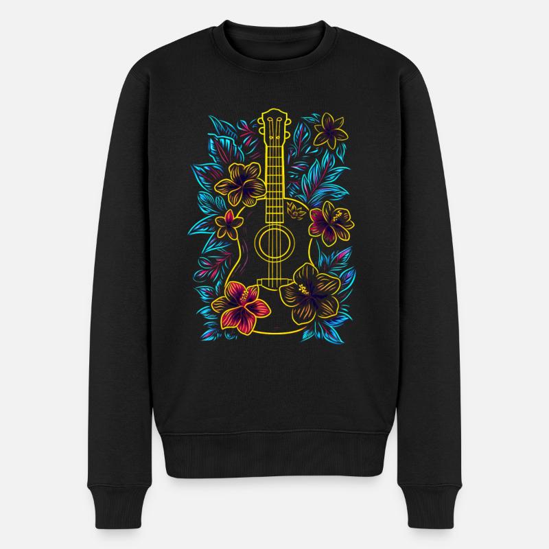 Hawaii Musik Retro Look - Männer Premium Bio Pullover - Schwarz