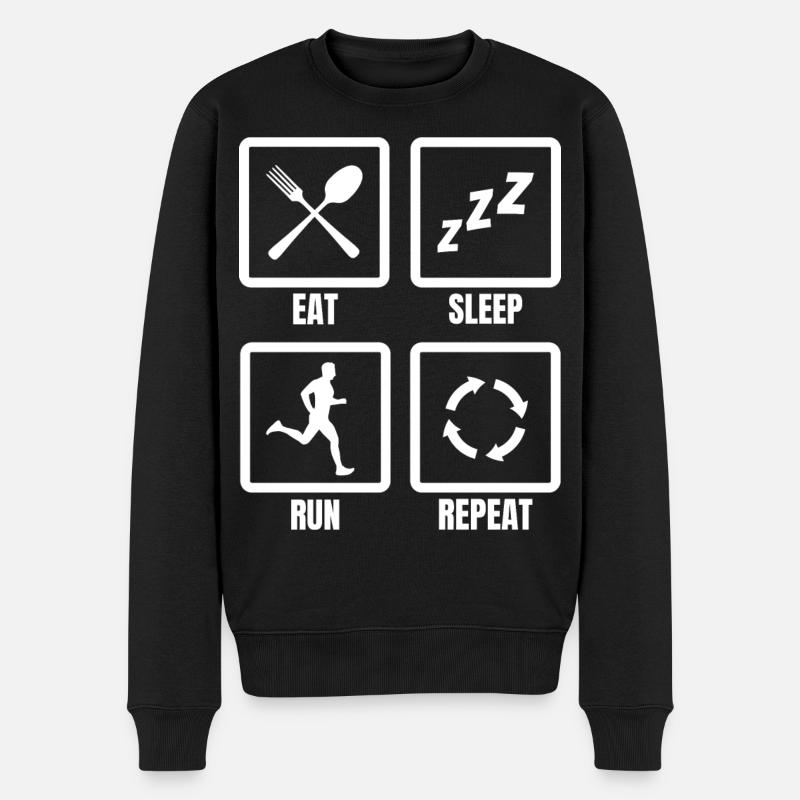 Läufer Routine - Männer Premium Bio Pullover - Schwarz