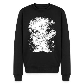 Graphismes du joueur de ukulélé - Pull Premium bio Homme - noir - Devant - Nico (187cm)