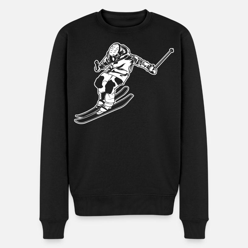 Skiläufer - Männer Premium Bio Pullover - Schwarz
