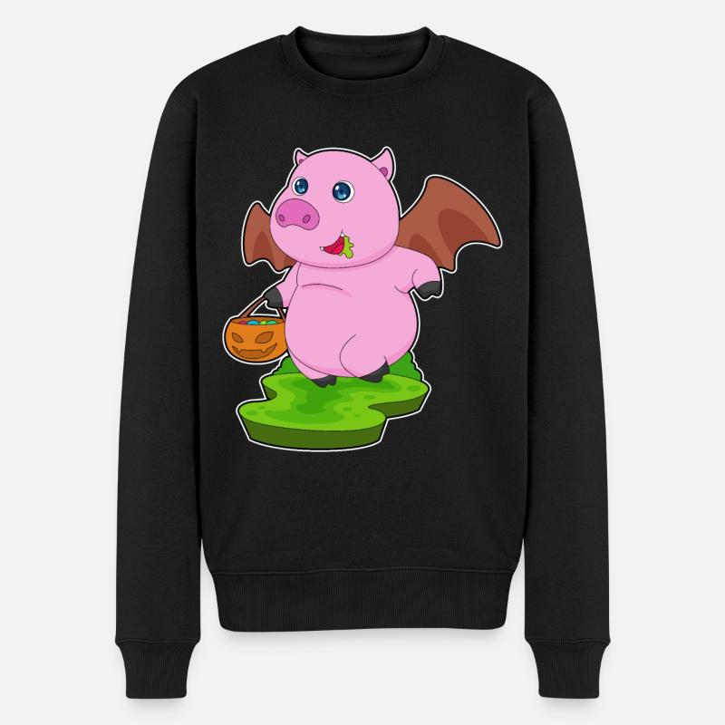 Cochon Halloween Bat - Pull Premium bio Homme - noir