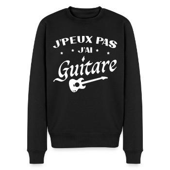 Je Peux Pas J ai Guitare - Pull Premium bio Homme - noir - Devant - Nico (187cm)
