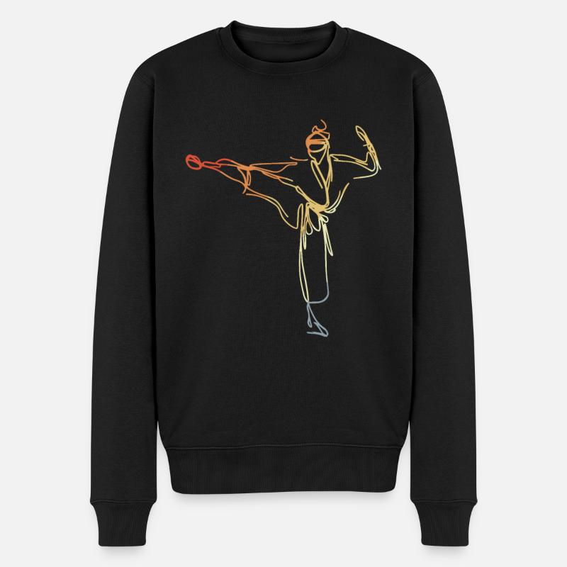 Vintage Karateka Zeichnung - Männer Premium Bio Pullover - Schwarz