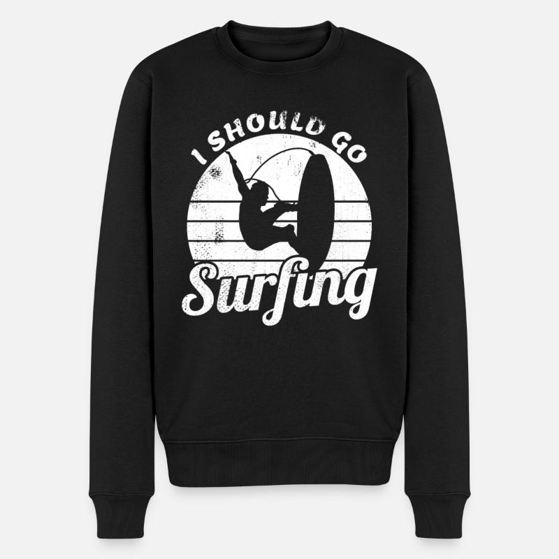 Ich sollte surfen gehen - Männer Premium Bio Pullover - Schwarz