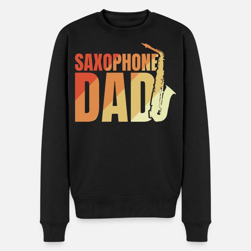 Saxophon Papa - Männer Premium Bio Pullover - Schwarz