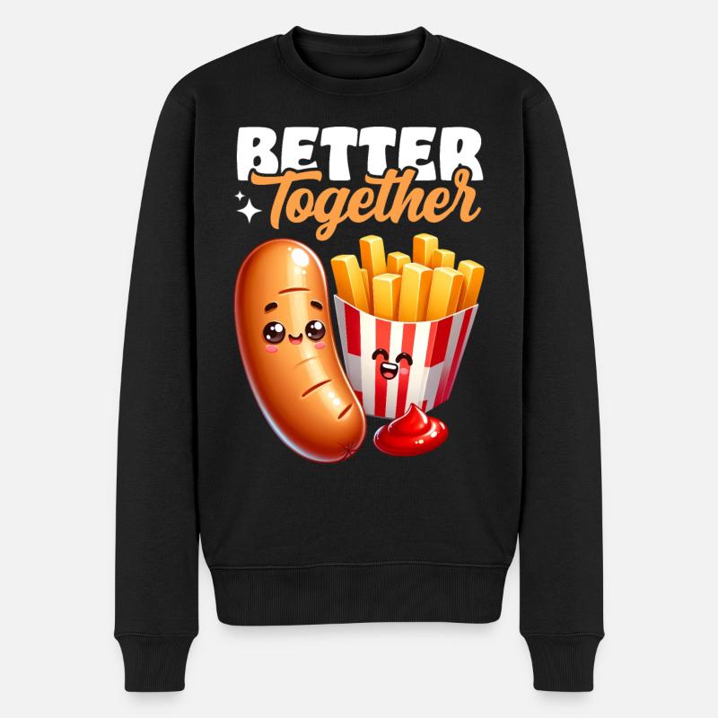 Better Together – Bratwurst Pommes Imbiss - Männer Premium Bio Pullover - Schwarz